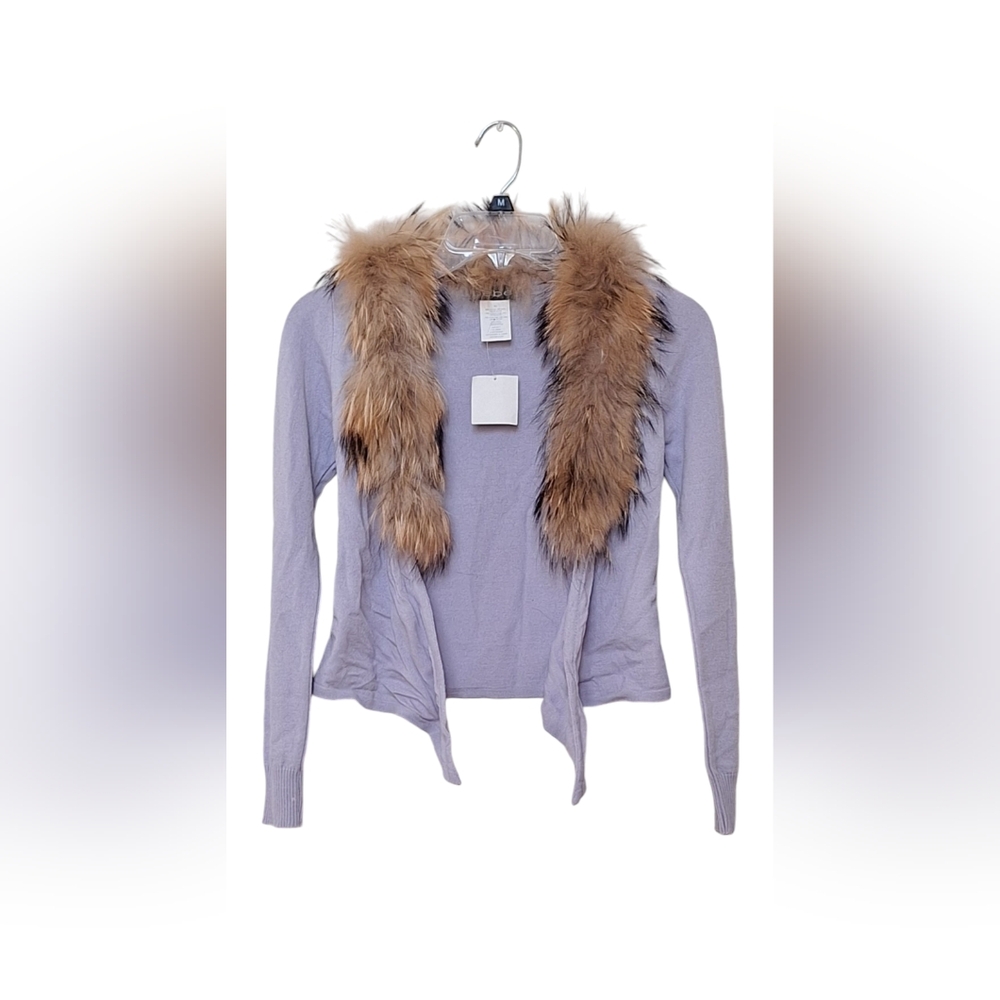 Vintage bebe Fur Trim Cardigan Penny Lane Sweater Lavender Phoebe Bratz Y2K NEW
